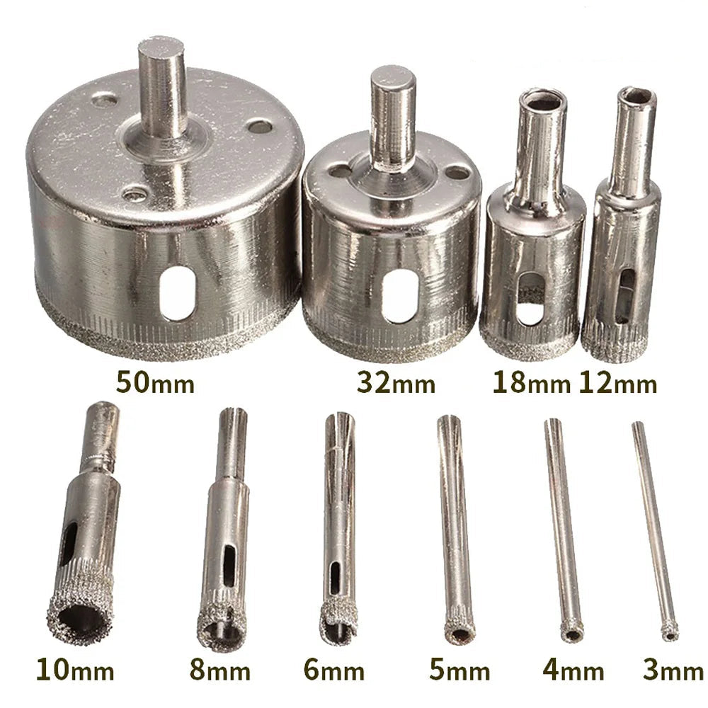 💎10PCS Diamond-Coated Hole Saw Drill Bit Set