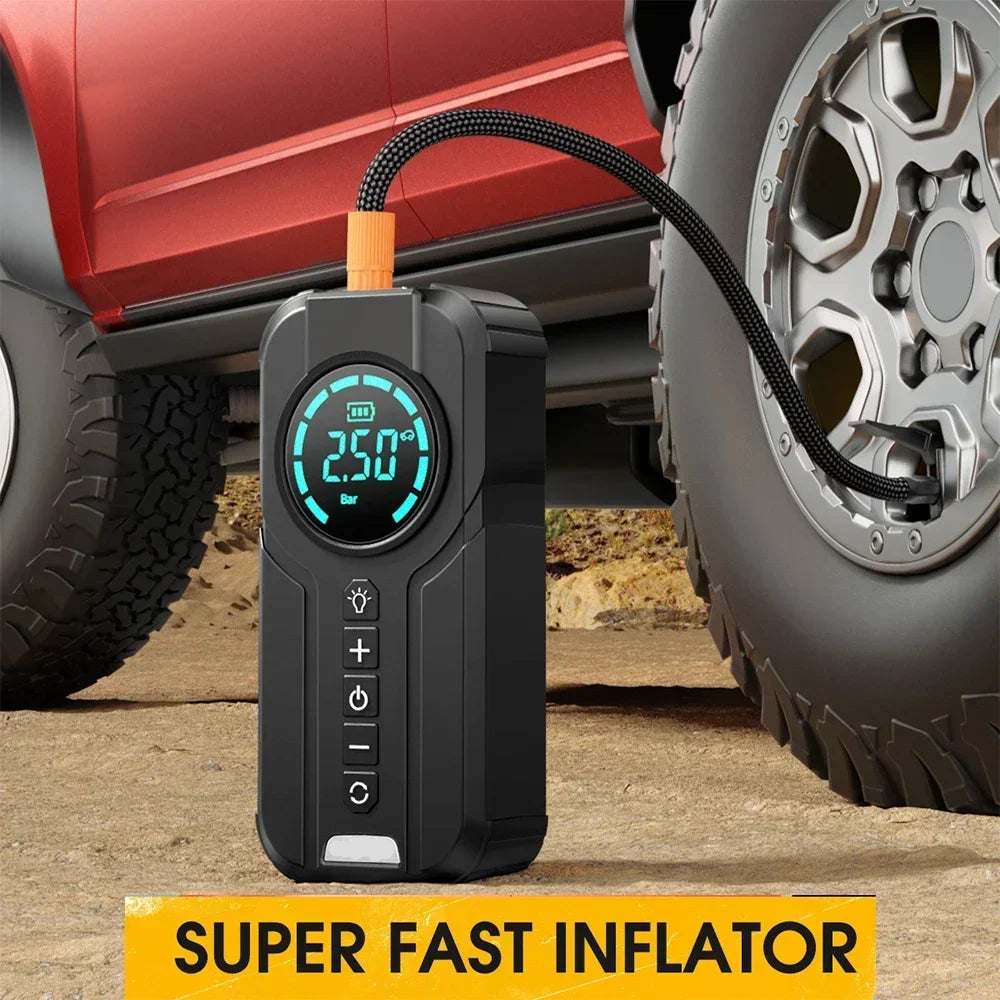 GO Portable Car Jump Starter & Air Compressor – 4 in 1 Tire Inflator, Power Bank & Emergency Battery Booster