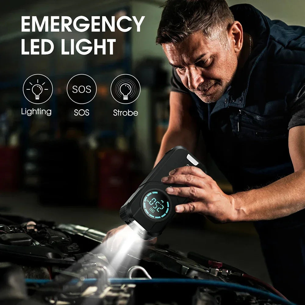 GO Portable Car Jump Starter & Air Compressor – 4 in 1 Tire Inflator, Power Bank & Emergency Battery Booster