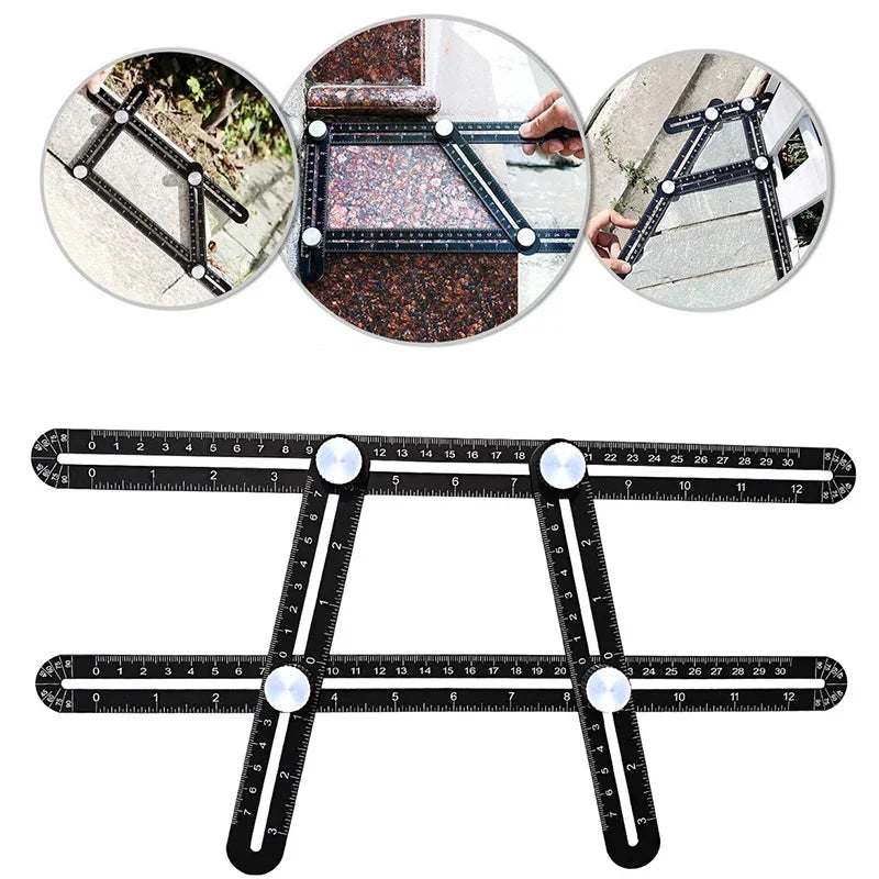 6 Fold Aluminum Alloy Angle Measuring Ruler – Precision Template Tool for Construction & DIY