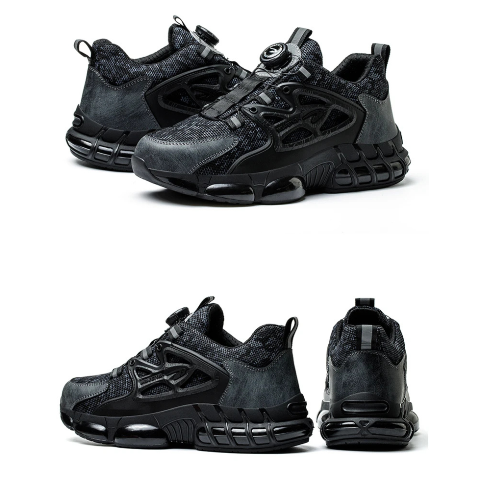 Mens Rotating Button Steel Toe Work Boots – Anti-Puncture, Waterproof, All-Day Protection