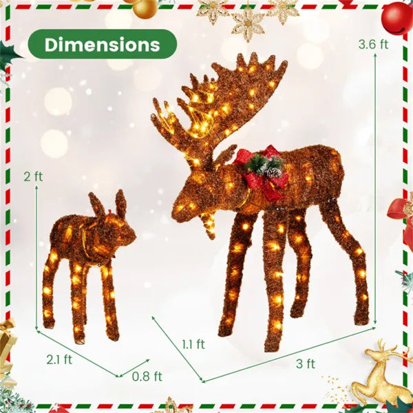 3D Moose Christmas Decoration – 2 Piece With 170 LED Lights
