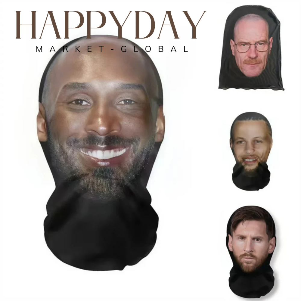 3D Printed Full Face Mask – Breathable Elastic Mesh Cosplay Headwear for Men & Women | Novelty Party Props & Tricky Hood
