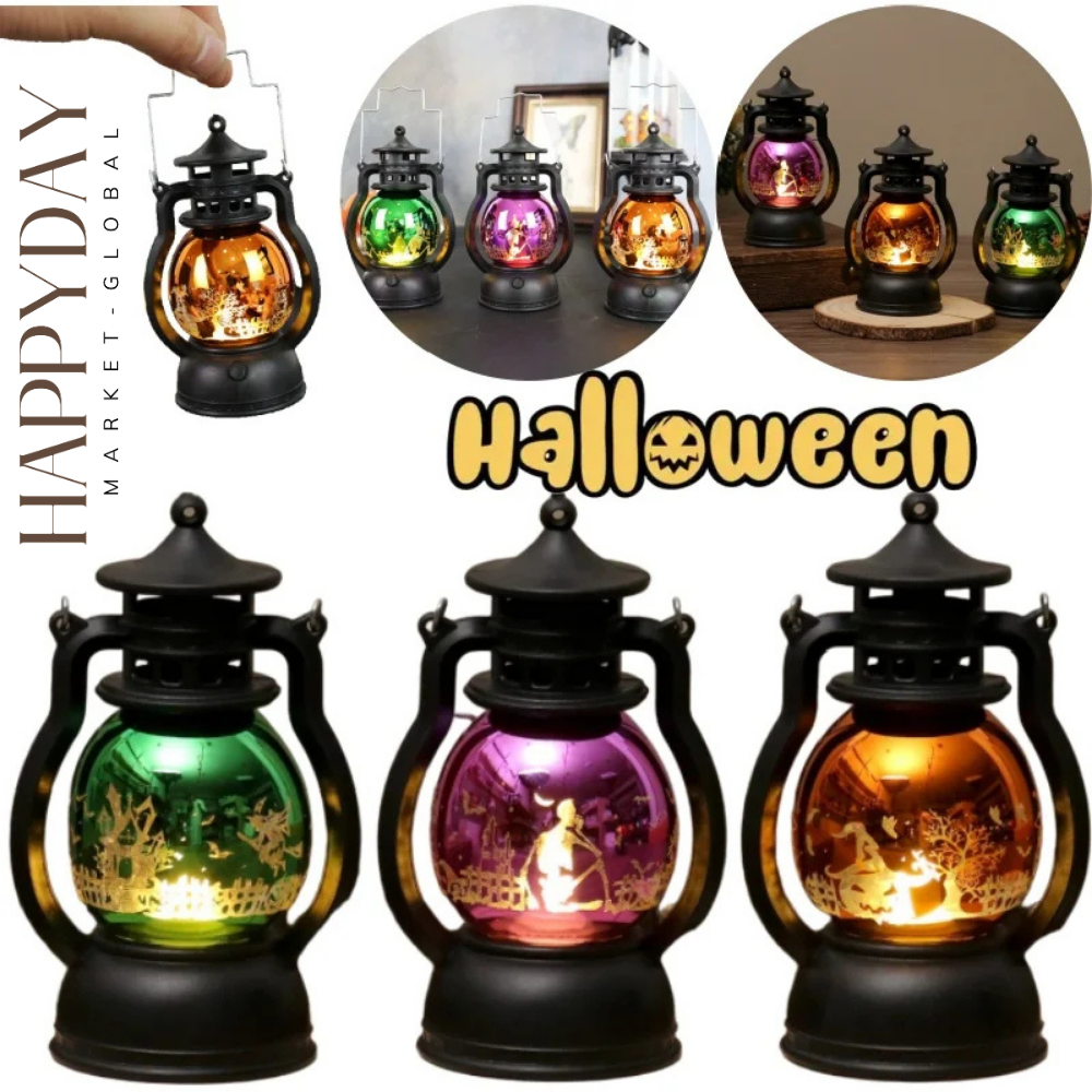 Retro Pumpkin Lantern – LED Halloween Oil Lamp Decoration (4.9")