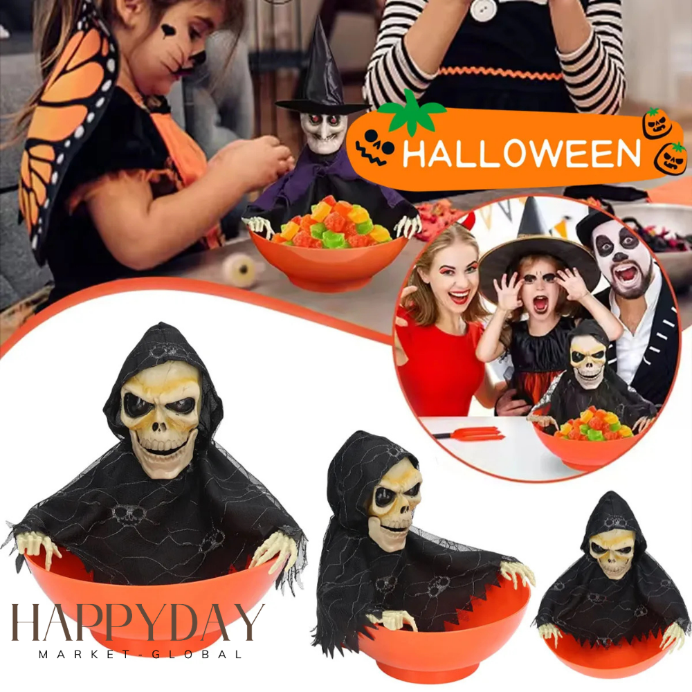 Halloween Candy Bowl with Motion Sensor – Creepy Glow Electric Serving Tray for Trick-or-Treat & Party Pranks