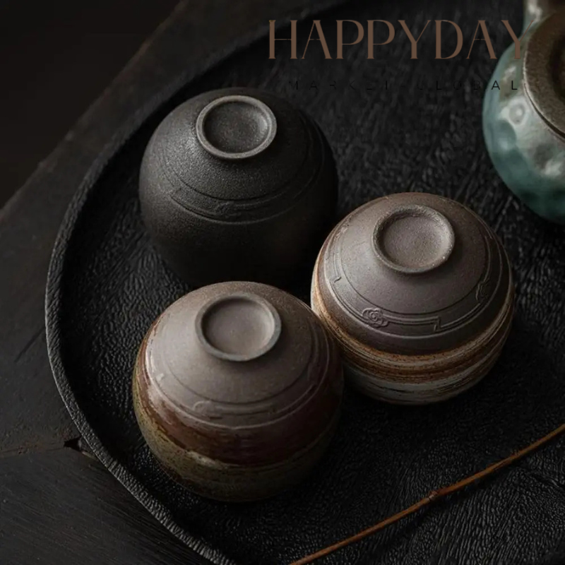 HAPPYDAY - Teaware Japanese Stoneware Tea Cup – Handmade Retro Master Cup