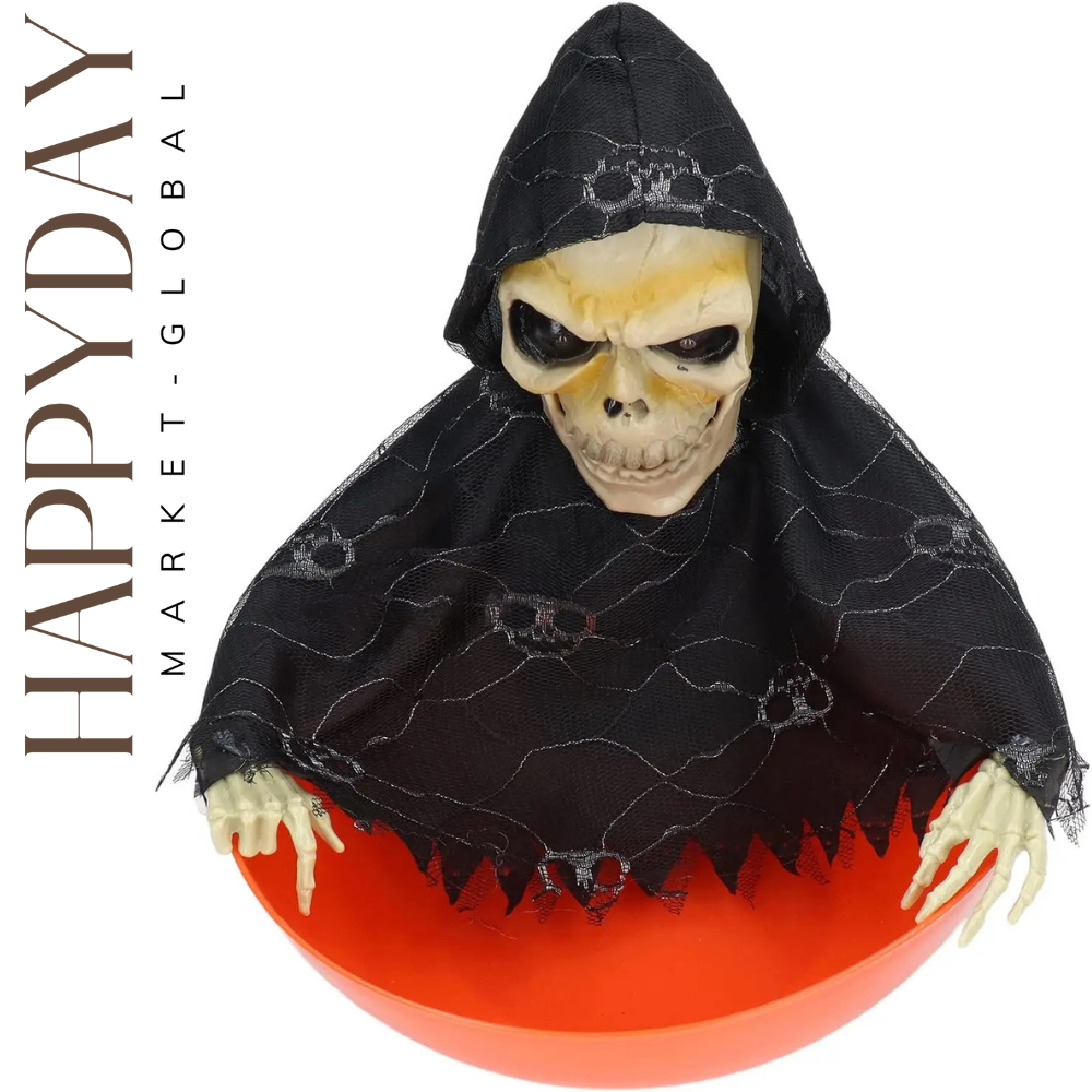 Halloween Candy Bowl with Motion Sensor – Creepy Glow Electric Serving Tray for Trick-or-Treat & Party Pranks