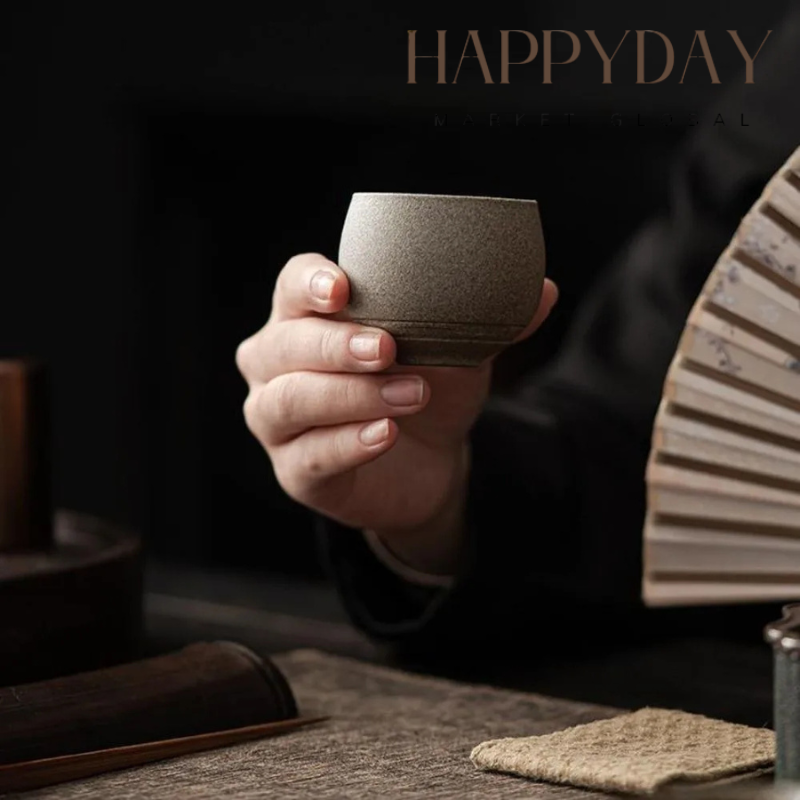 HAPPYDAY - Teaware Japanese Stoneware Tea Cup – Handmade Retro Master Cup