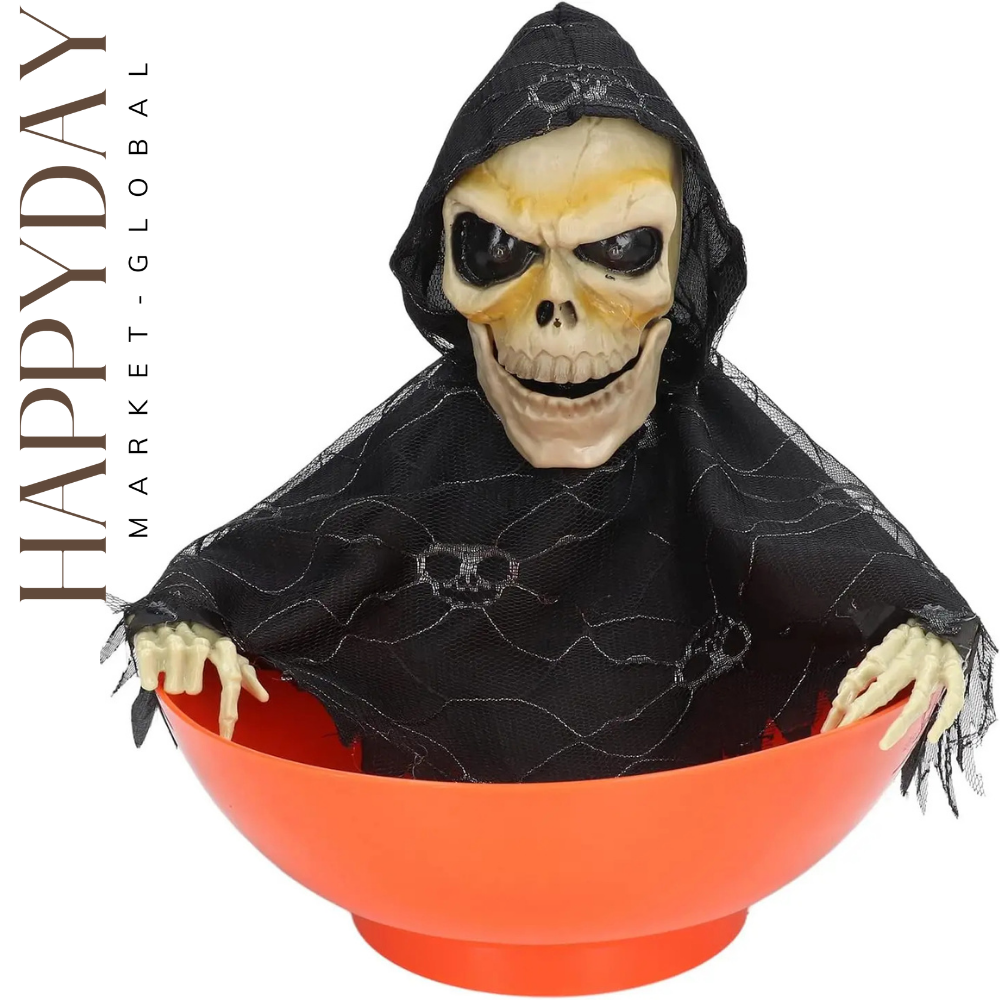 Halloween Candy Bowl with Motion Sensor – Creepy Glow Electric Serving Tray for Trick-or-Treat & Party Pranks