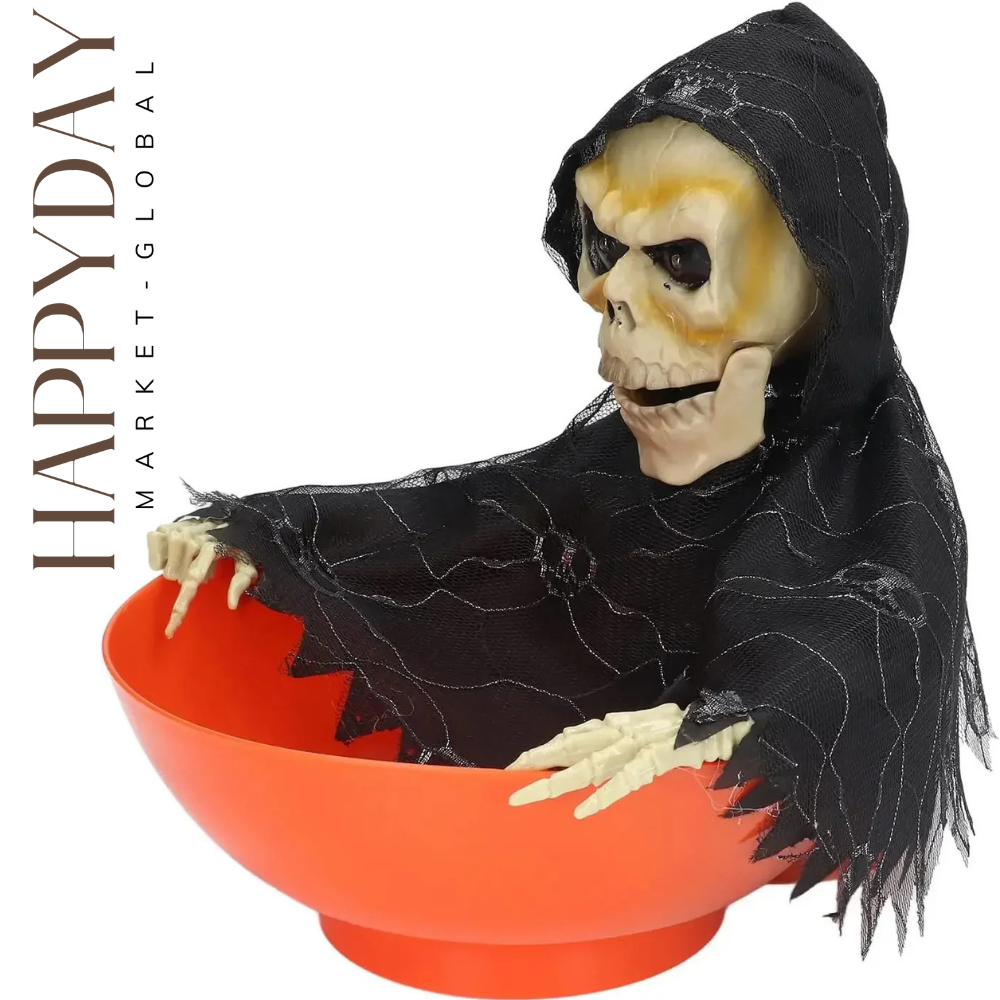 Halloween Candy Bowl with Motion Sensor – Creepy Glow Electric Serving Tray for Trick-or-Treat & Party Pranks