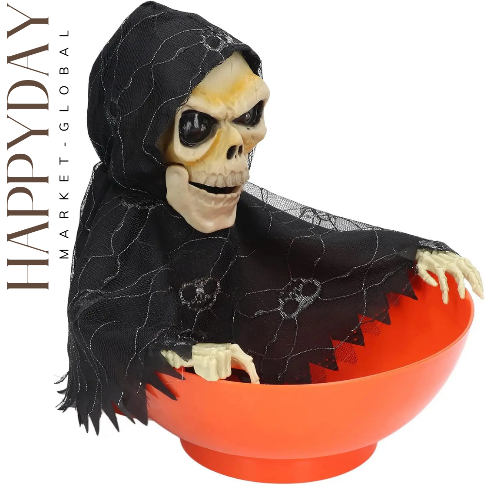 Halloween Candy Bowl with Motion Sensor – Creepy Glow Electric Serving Tray for Trick-or-Treat & Party Pranks