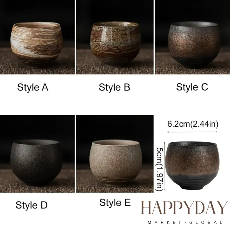 HAPPYDAY - Teaware Japanese Stoneware Tea Cup – Handmade Retro Master Cup