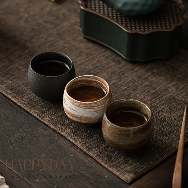 HAPPYDAY - Teaware Japanese Stoneware Tea Cup – Handmade Retro Master Cup