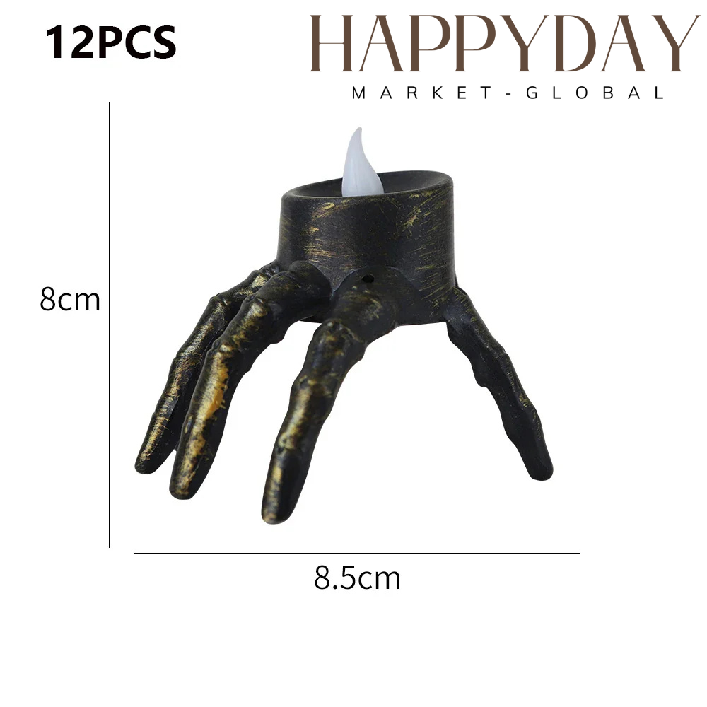 Skull Hand Candle Lamp - LED Halloween Skeleton Decor