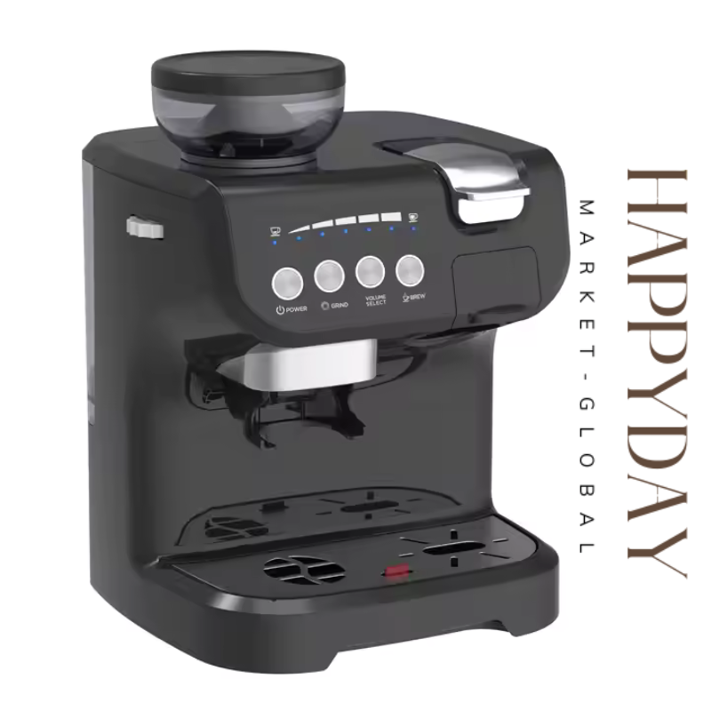 HAPPYDAY - Professional Espresso Coffee Maker Capsule Coffee Machine with Grinder