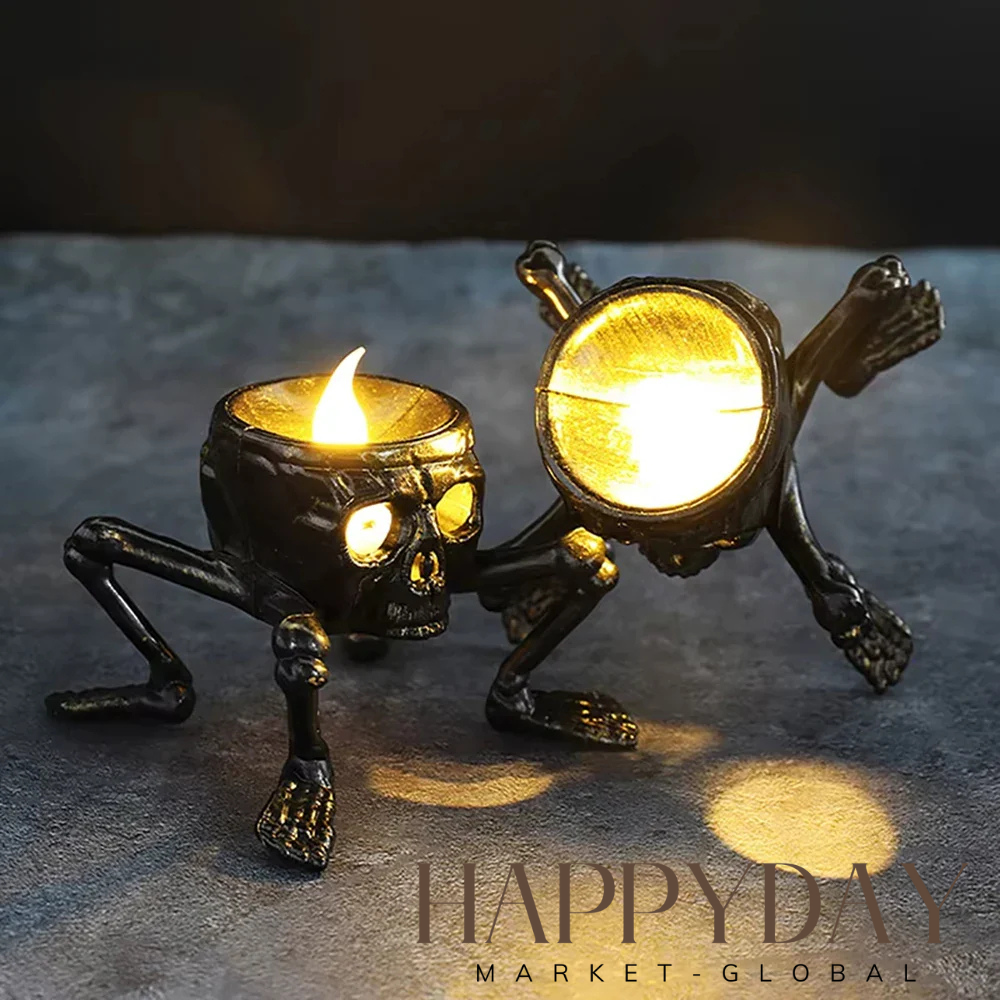 Skull Hand Candle Lamp - LED Halloween Skeleton Decor