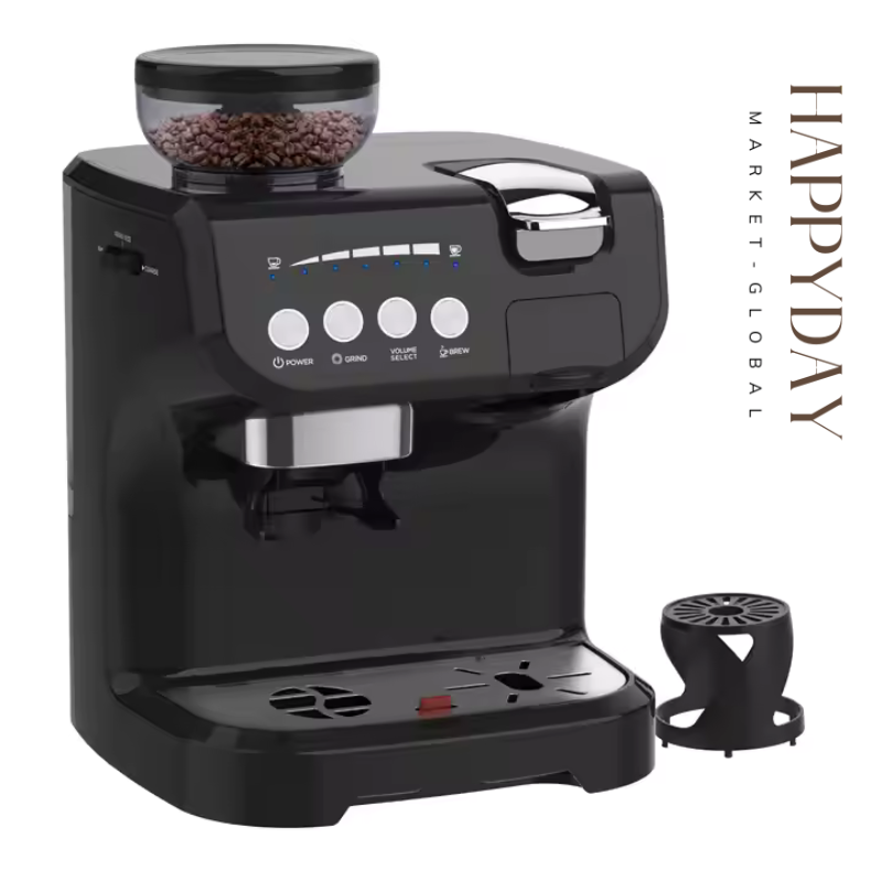 HAPPYDAY - Professional Espresso Coffee Maker Capsule Coffee Machine with Grinder