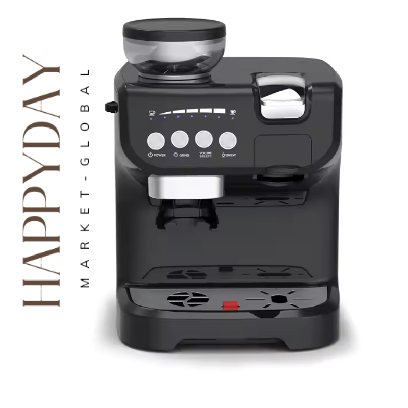 HAPPYDAY - Professional Espresso Coffee Maker Capsule Coffee Machine with Grinder