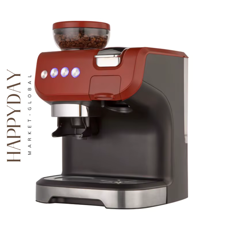 HAPPYDAY - Professional Espresso Coffee Maker Capsule Coffee Machine with Grinder