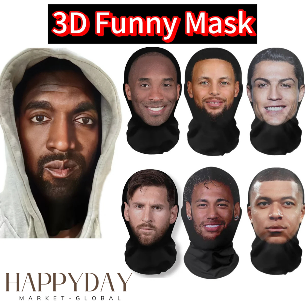 3D Printed Full Face Mask – Breathable Elastic Mesh Cosplay Headwear for Men & Women | Novelty Party Props & Tricky Hood