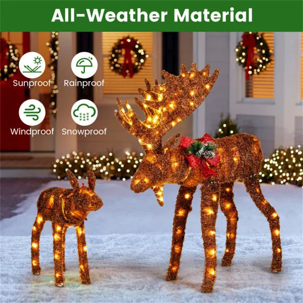 3D Moose Christmas Decoration – 2 Piece With 170 LED Lights