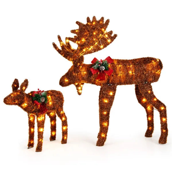 3D Moose Christmas Decoration – 2 Piece With 170 LED Lights