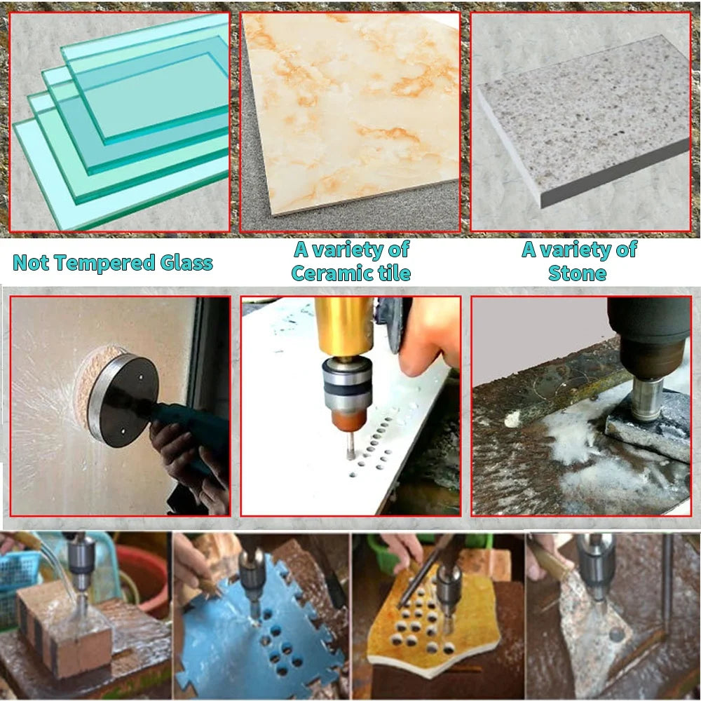 💎10PCS Diamond-Coated Hole Saw Drill Bit Set