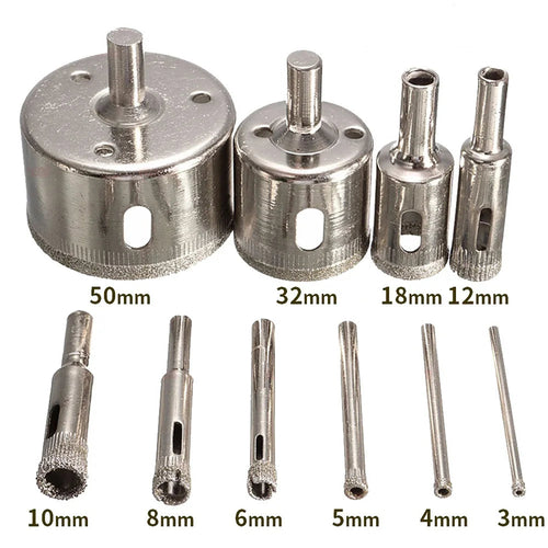 💎10PCS Diamond-Coated Hole Saw Drill Bit Set
