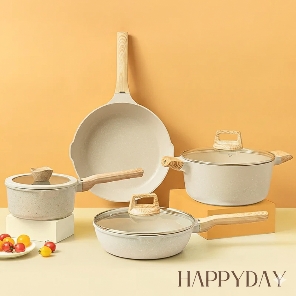 HAPPYDAY – 11-Piece Granite Nonstick Cookware Set