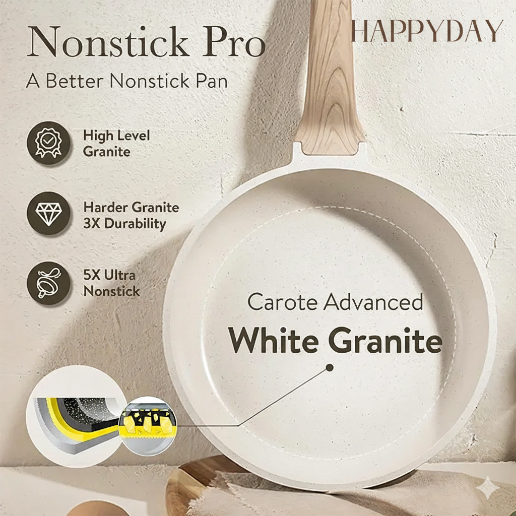 HAPPYDAY – 11-Piece Granite Nonstick Cookware Set
