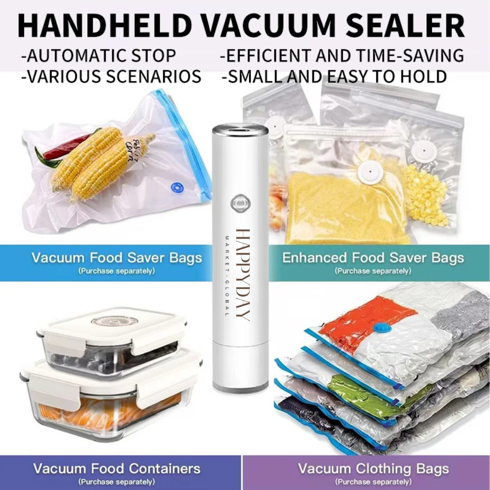 HAPPYDAY - Portable Mini Vacuum Sealer – Automatic Handheld Vacuum Pump for Food Preservation