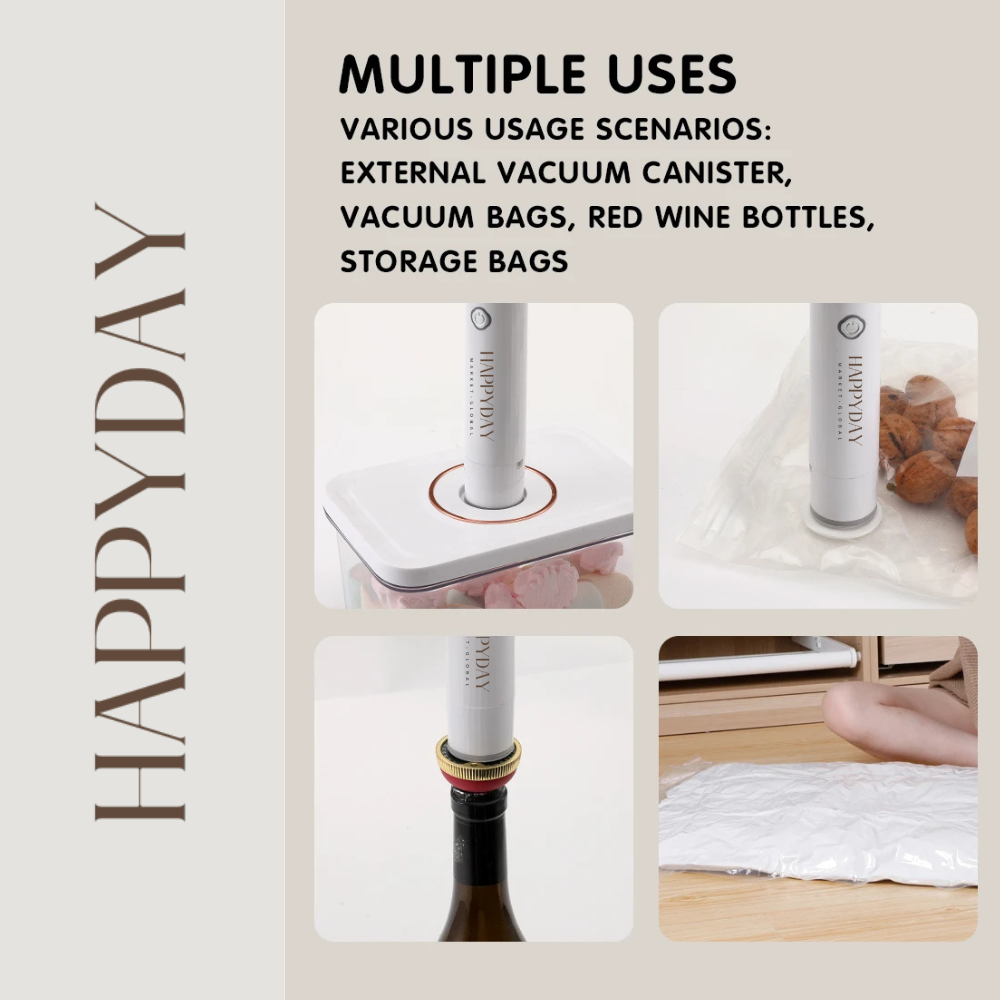 HAPPYDAY - Portable Mini Vacuum Sealer – Automatic Handheld Vacuum Pump for Food Preservation