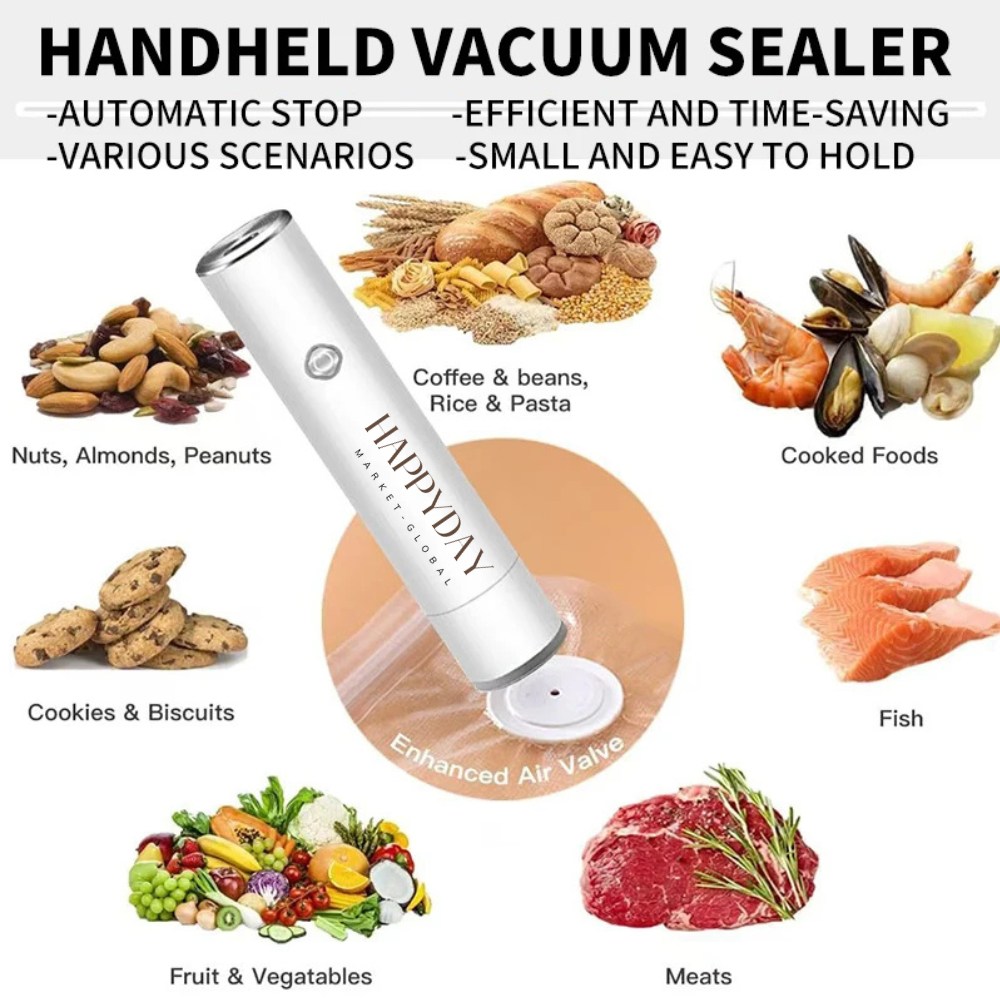 HAPPYDAY - Portable Mini Vacuum Sealer – Automatic Handheld Vacuum Pump for Food Preservation
