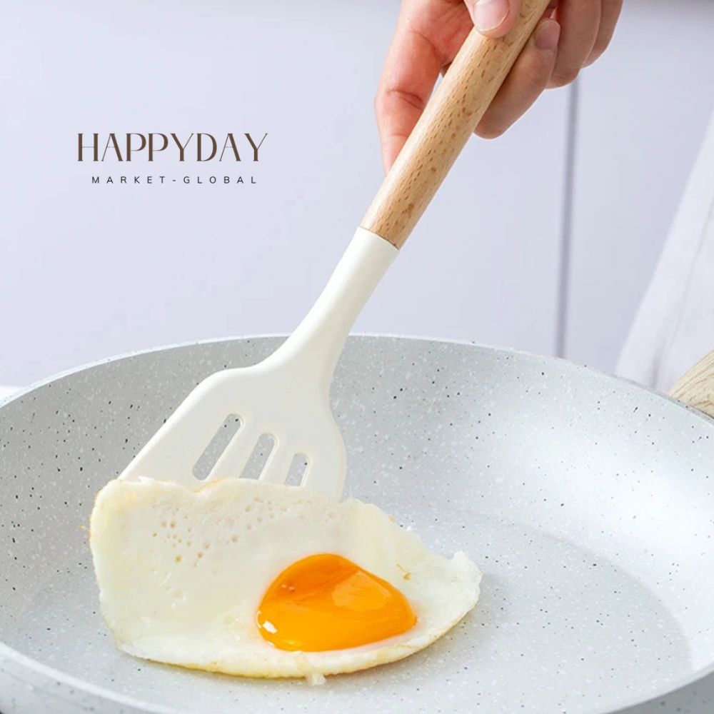 HAPPYDAY - 12 Pcs Silicone Kitchen Utensils Set - Heat Resistant, Non-Stick Cooking Tools