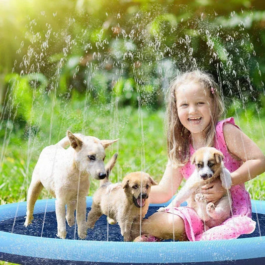 Summer Dog Splash Sprinkler Pad – Outdoor Pet Pool Water Play Mat for Dogs & Kids (100/150/170cm)