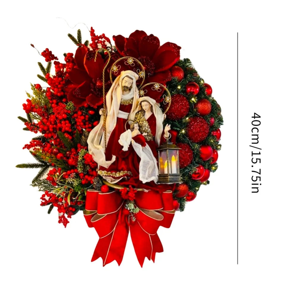 Sacred Red Christmas Blessing Wreath