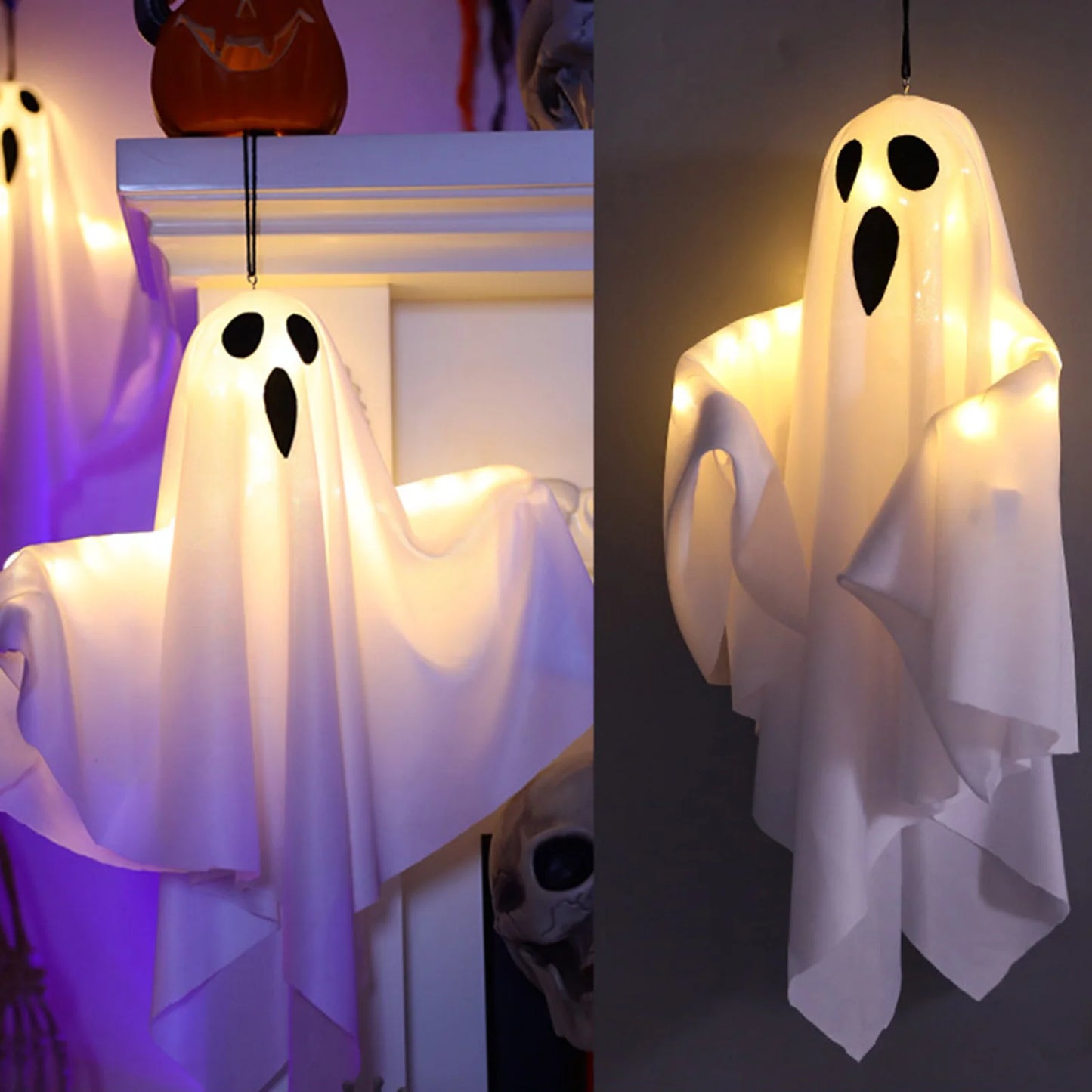 LED Hanging Ghost Lights – Spooky Halloween Decor