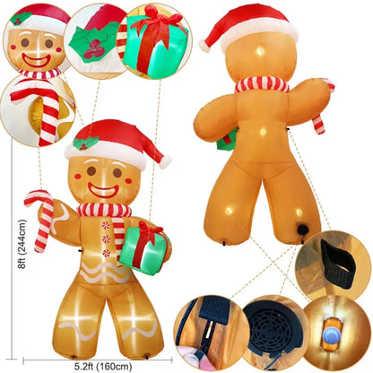 8FT/2.4M Christmas Inflatable Gingerbread Man with LED Lights