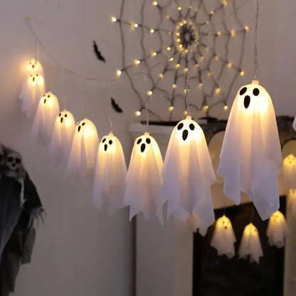10 Ghost String Lights – Waterproof 8 Modes Halloween Decor