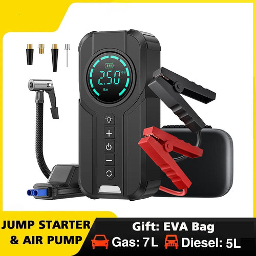 GO Portable Car Jump Starter & Air Compressor – 4 in 1 Tire Inflator, Power Bank & Emergency Battery Booster