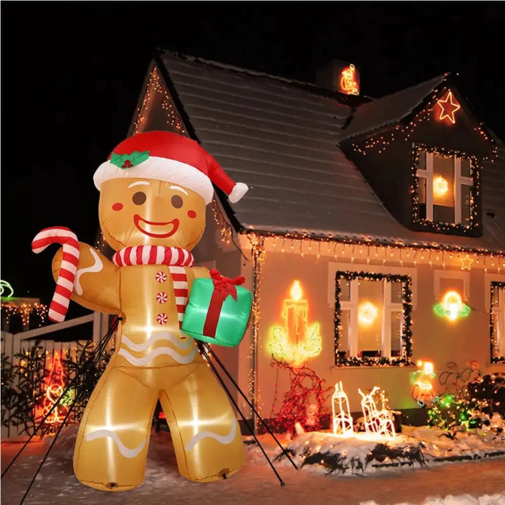 8FT/2.4M Christmas Inflatable Gingerbread Man with LED Lights