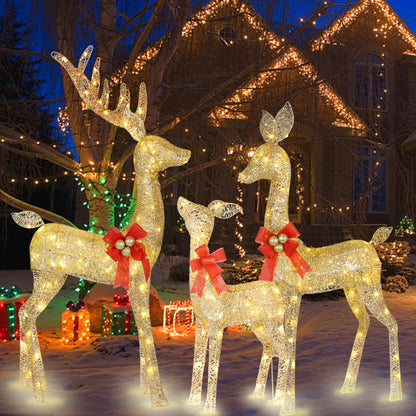 3D Lighted Reindeer Family – 3 Piece With 210 LED Lights