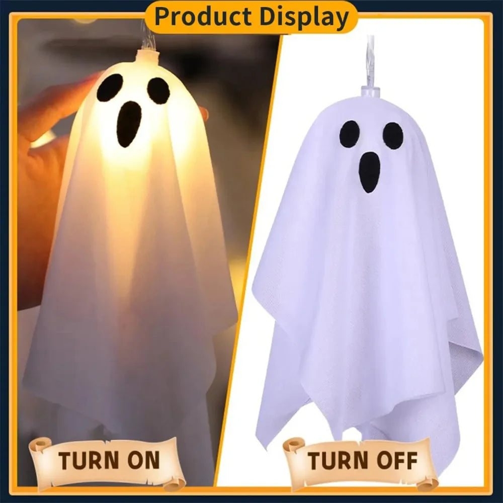 10 Ghost String Lights – Waterproof 8 Modes Halloween Decor