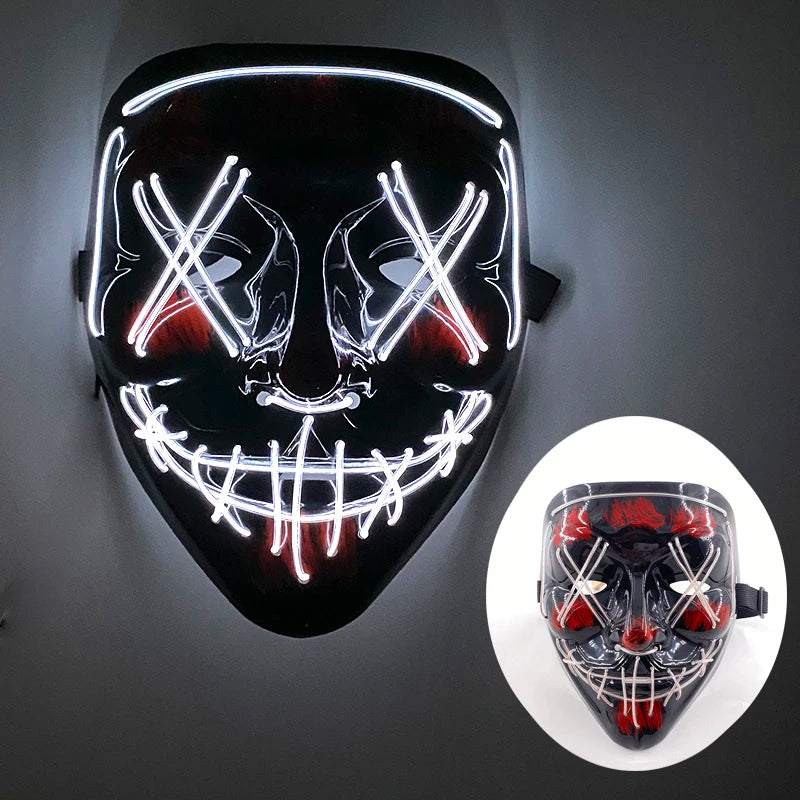 Glowing LED Purge Mask – Wireless Luminous Party Headgear with Flashing Modes for Festivals & Halloween