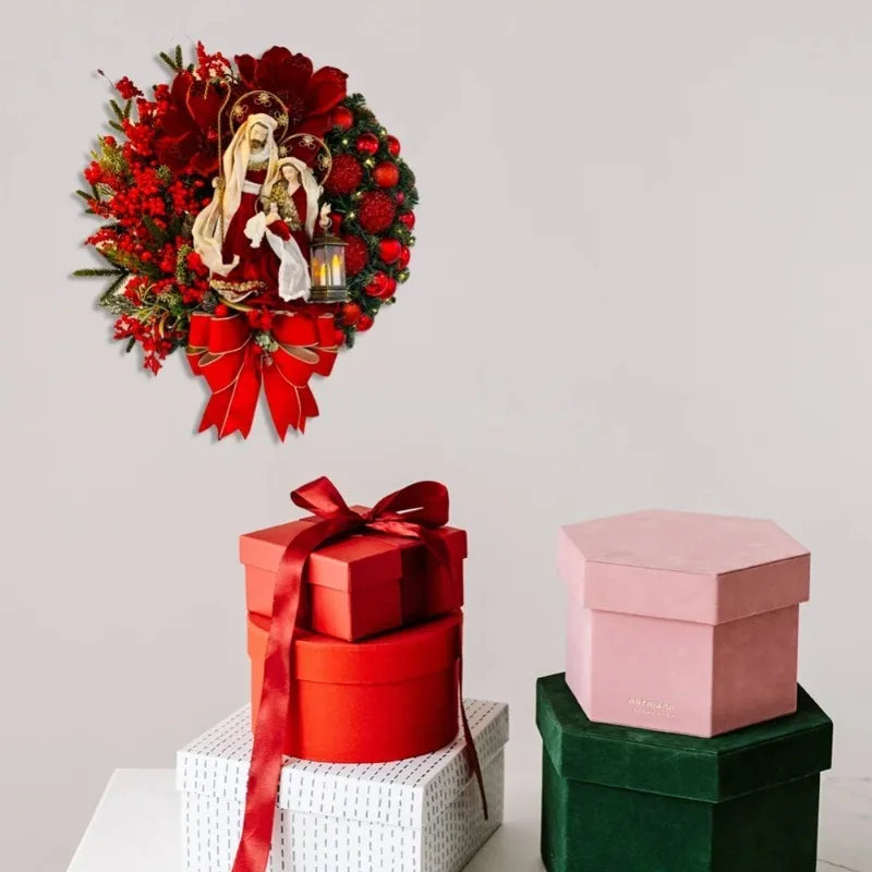 Sacred Red Christmas Blessing Wreath