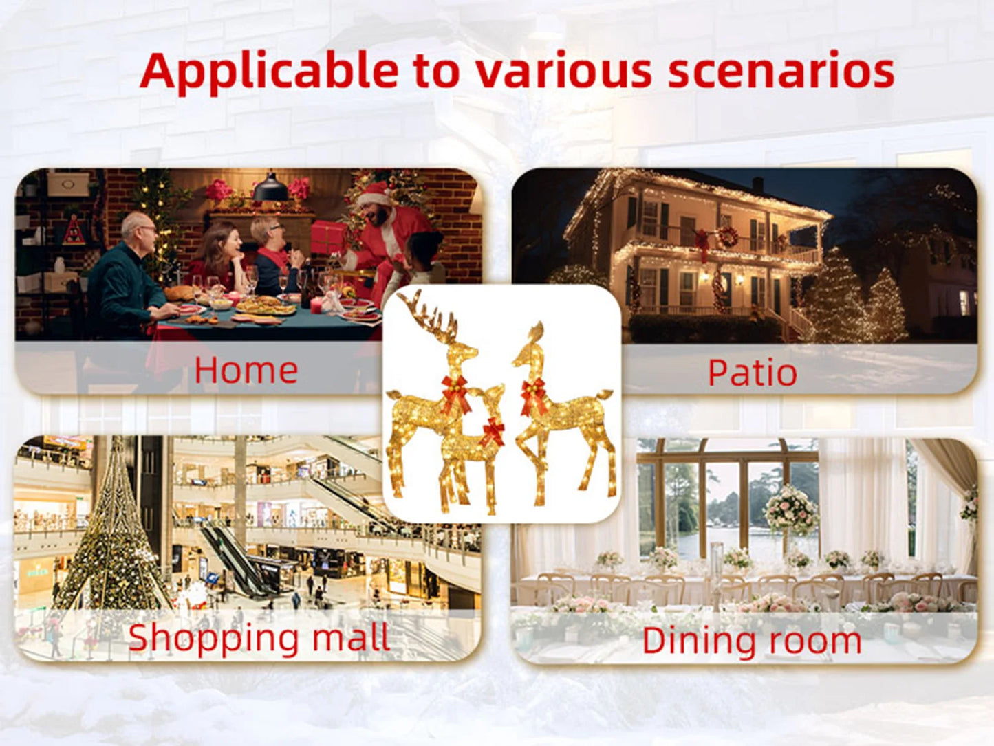 3D Lighted Reindeer Family – 3 Piece With 210 LED Lights