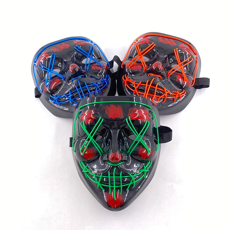 Glowing LED Purge Mask – Wireless Luminous Party Headgear with Flashing Modes for Festivals & Halloween