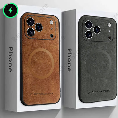 Luxury MagSafe Leather IPhone Case