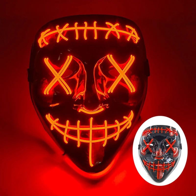 Glowing LED Purge Mask – Wireless Luminous Party Headgear with Flashing Modes for Festivals & Halloween