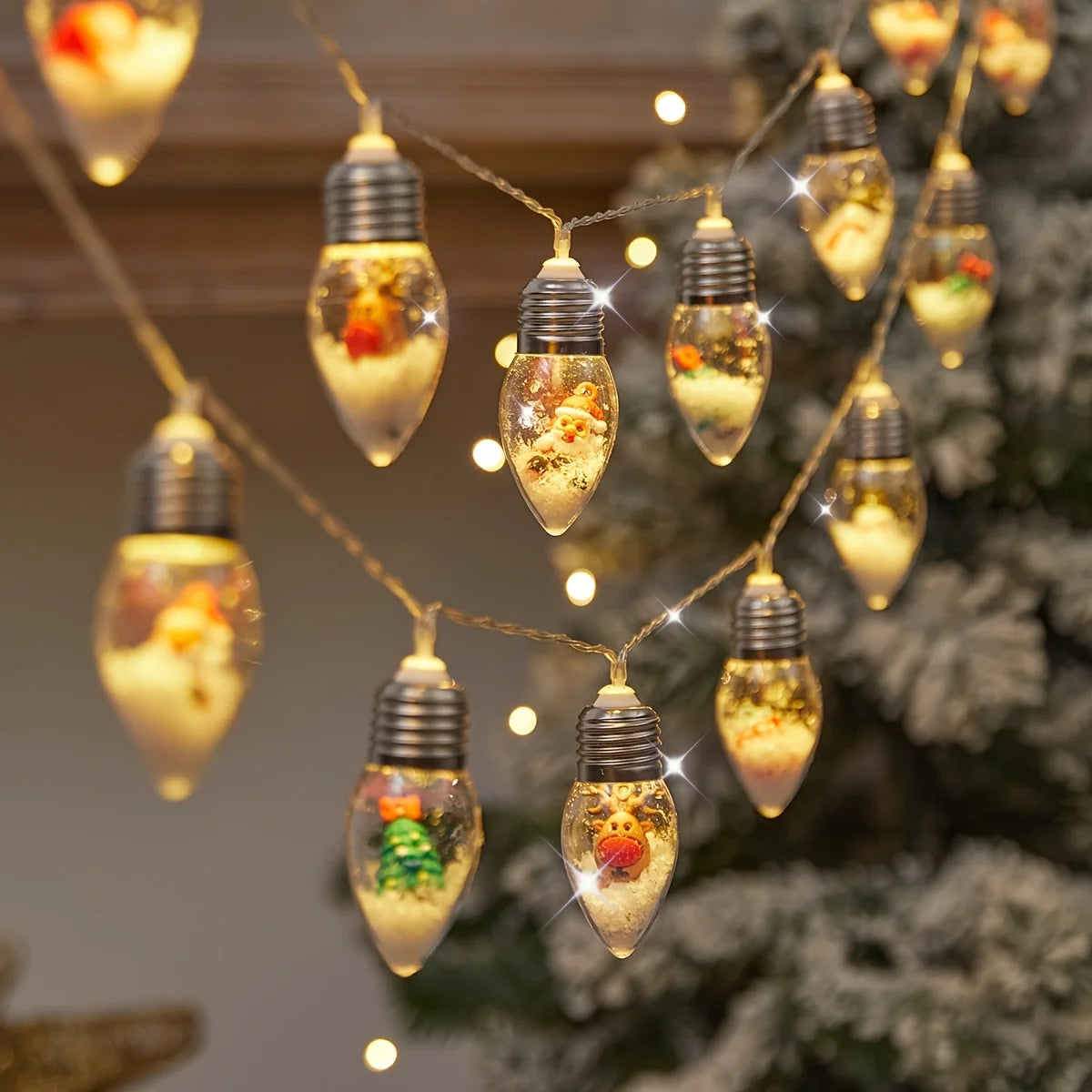 10 LED Snow Globe String Lights